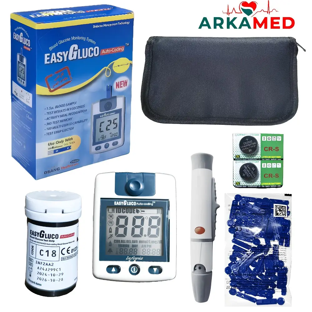 دستگاه تست قند خون ایزی گلوکو EASY GLUCO با ۵۰ نوار تست